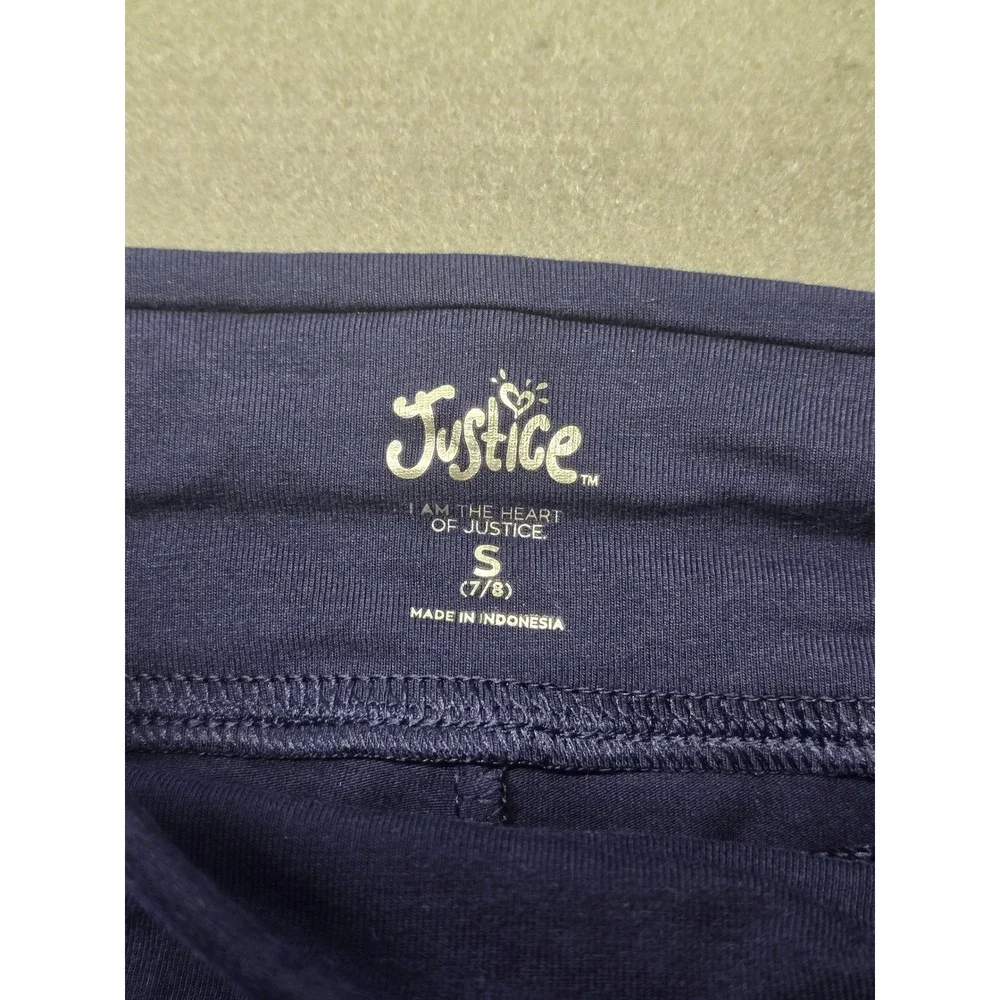 Justice Girls Navy Blue Tie Dye Side Panel Bike Shorts Size S 7/8 All For Love